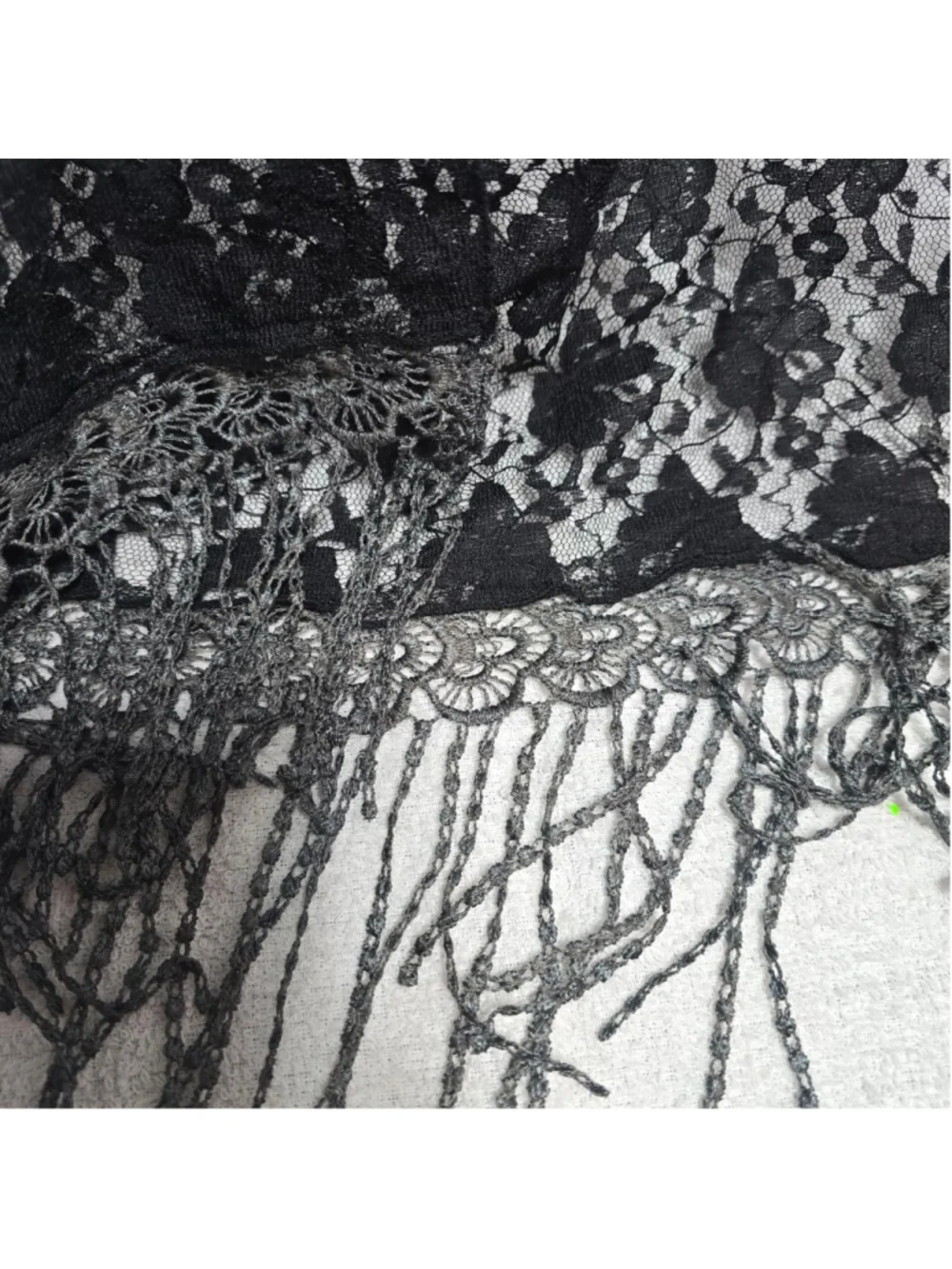 Women's Maurices Black Lace Fringe Scarf One Size